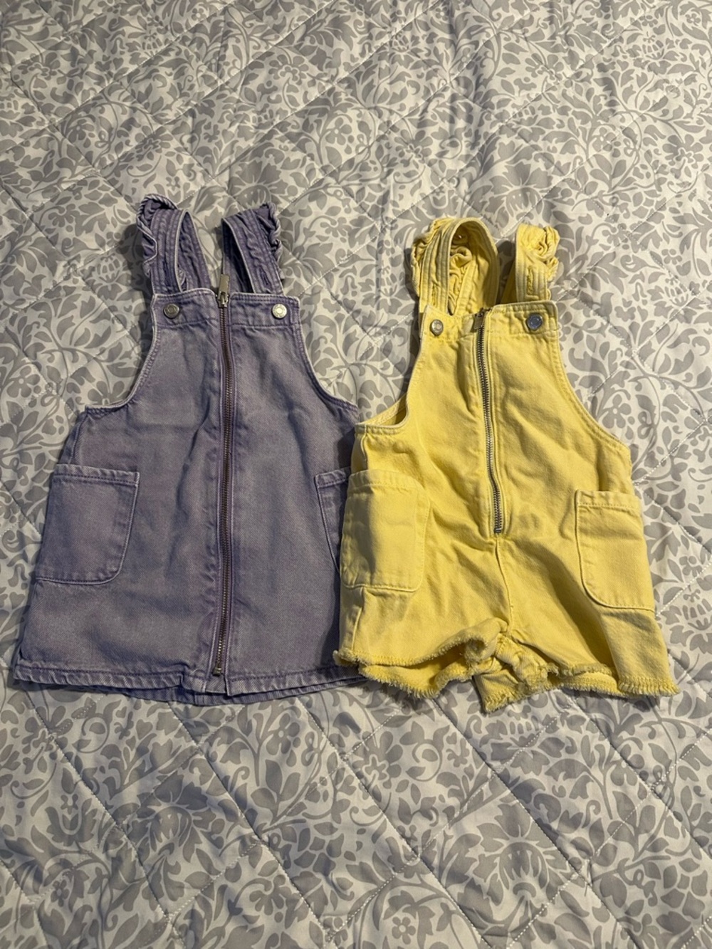GAP Lavender Overall Dress and Yellow Shortall Set Girls Toddler